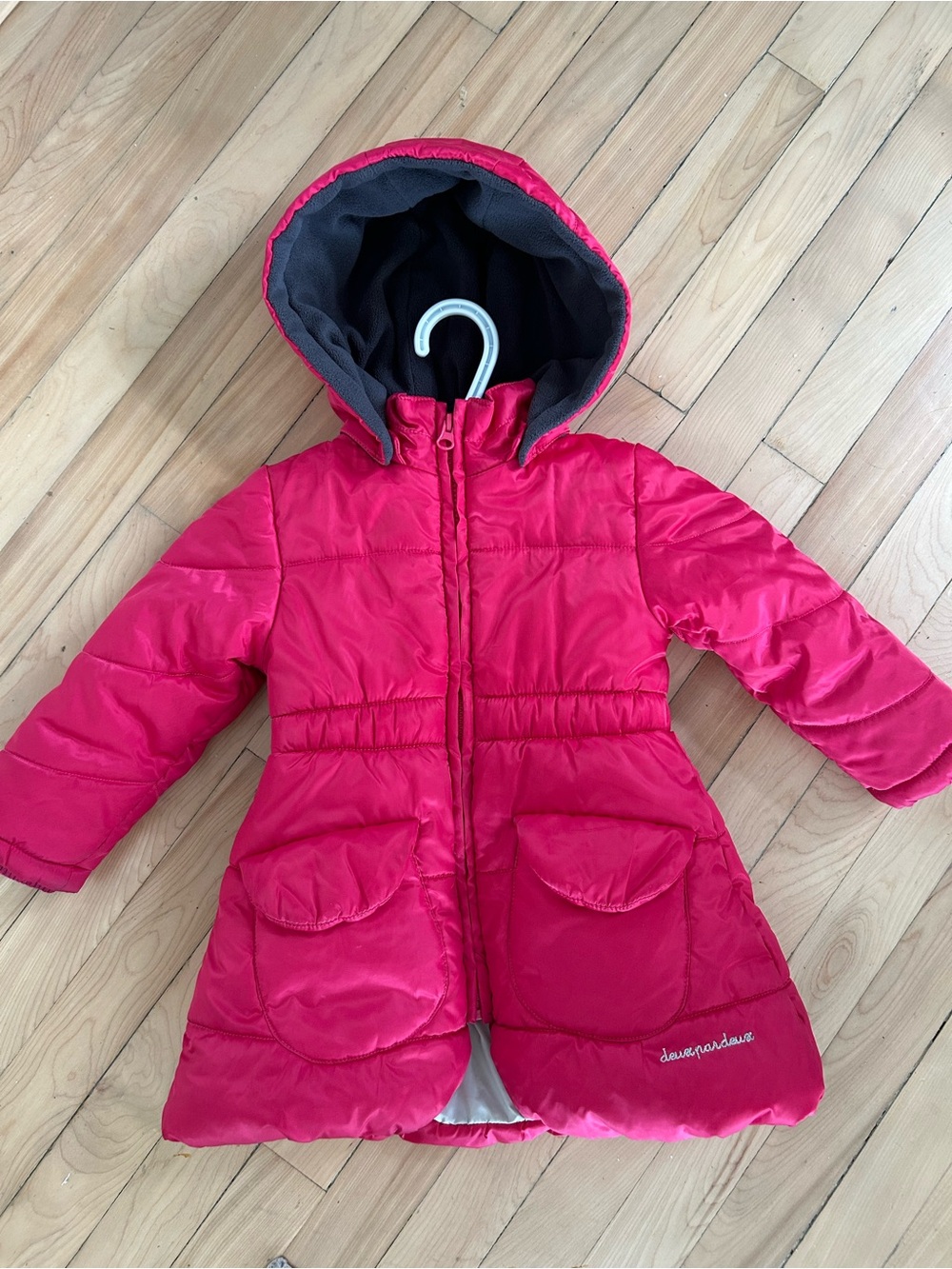 Deux par Deux - Girls' Pink Hooded Puffer Coat - Size 2T